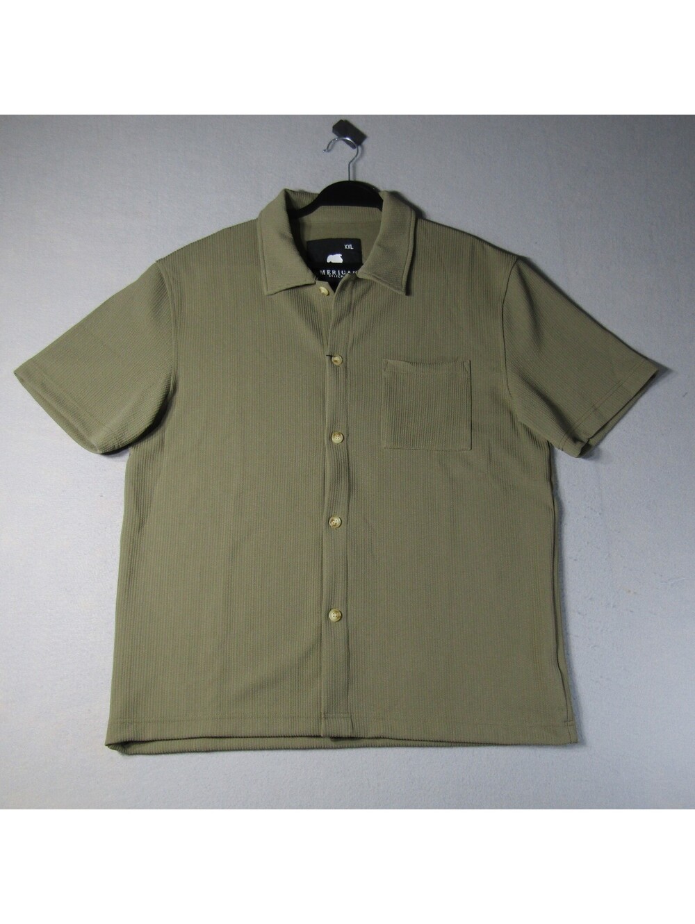 NWT American Stitch Textured Button-up Polo Men's XXL Olive
